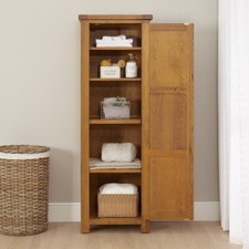 Rustic Oak Single Shaker Linen Storage Cupboard - RS74-LIN