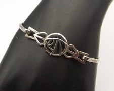 BANGLE BRACELET sterling silver Rennie Mackintosh Glasgow Rose style by Carrick