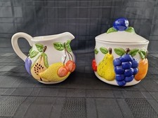 Vintage Rayware Country Kitchen 3D Embossed Milk Jug and Sugar Pot