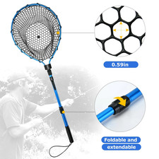 Ultralight Portable Handle Flying Fishing Net Landing Net for Kayak Salmon Bass 
