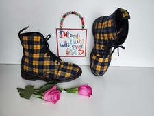 Dr Martens tartan vintage england yellow wool boots 1460 8 hole UK7 EU41 US9
