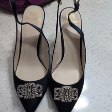 JENNY PACKHAM No.1 Navy Passion Sling Back Diamante Trim UK 7 BNIB SHOES