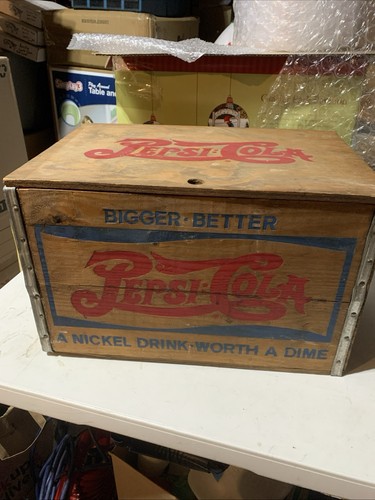 Vtg pepsi cola wooden crate - vtg,