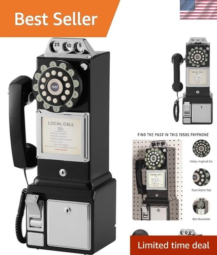 Nostalgic black payphone with - black,