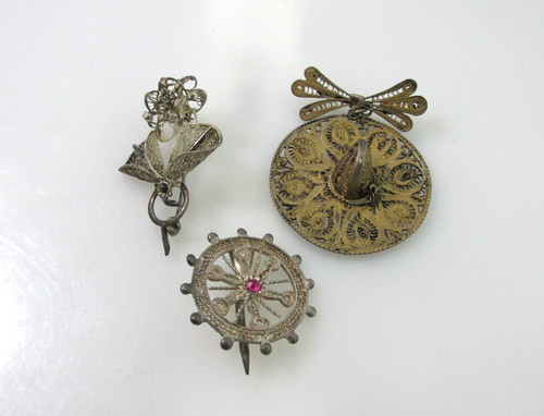 Vintage silver filigree flower - filigree,