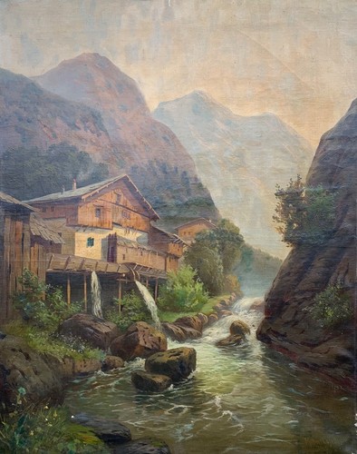 Alpine landscape watermill - alpine,