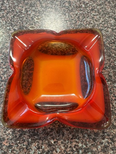 Vintage red orange cased art - cased,