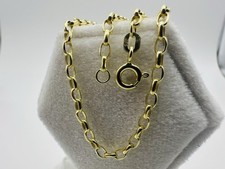Mens Womens 9ct Yellow Gold 3mm Oval Link Belcher Chain Necklace