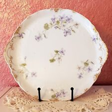 Antique Haviland Limoges China CFH/GDM France Violets Floral 10" Platter Gold 