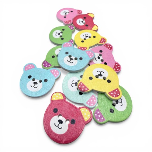 Wooden teddy bear - bear, buttons