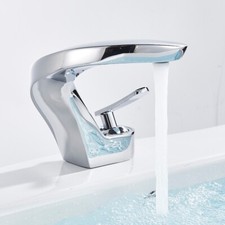 Chrome Cloakroom Basin Sink Mixer Tap Mono Waterfall Bathroom Single Lever Tap