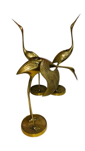 Brass crane heron bird candle - crane,