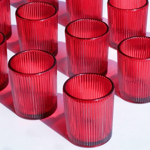 Ribbed red tea light - ribbed,