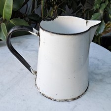Vintage Kitchen Enamel Jug Flower Vase Utensil Storage Garden Planter -B31