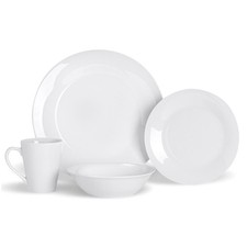 16 Piece Classic White Dinner Set Porcelain Crockery Plates Bowls Mugs