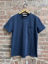 Maison Kitsune Men’s Pocket T Shirt, Sz Medium, Blue 100% Cotton