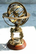 18" Engraved Collectible Brass Tabletop Antique Armillary Sphere Globe Lion Gift