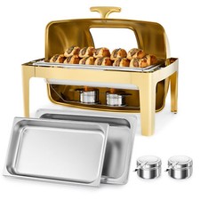WILPREP 8L Gold Chafer Chafing Dish Set Stainless Steel Bain Marie Food Warmer