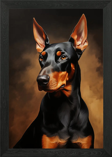 Doberman portrait framed wall - portrait,
