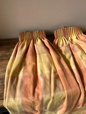Laura Ashley Mandalay Check Pumpkin Orange Vintage 90s Pencil Pleat Curtains