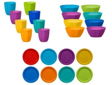 Plastic Plates Bowls Tumblers Multi Colour Party Picnic BBQ (Pack of 8)