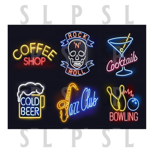 Neon print club metal sign - neon,