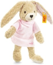 Steiff Hoppel Hase Rabbit 237577 Cream & Pink With Tag Button 20cm Approx NEW