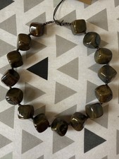 KAZURI 18 inch Cubes Beaded Necklace- Khaki/ Brown, new with tags