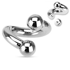 HEAVY LARGE GAUGE TWIST SPIRAL CURVED PIERCING BAR PA PRINCE ALBERT BARBELL 