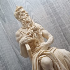 Vintage A. Santini Marble 8" Composite Statue Michelangelo Horned Moses Italy