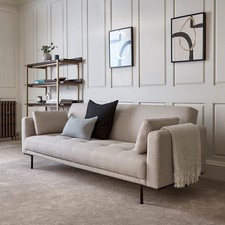 Dusk Hudson Stone Grey Linen Look Click Clack Sofa Bed RRP £339