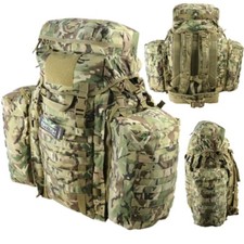 90 LITRE TACTICAL ARMY ASSAULT PACK RUCKSACK MTP BTP CAMO BERGEN & SIDE POUCHES
