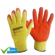 1 to 24 PAIRS LATEX COATED BUILDER SAFETY GRIP WORK GLOVES MENS RUBBER GARDENING