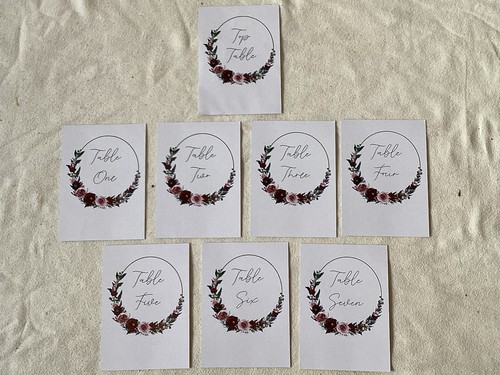 Wedding table numbers - x,