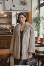 💎 Genuine Mink Fur Coat - Rare Silver/Taupe Color, Long Soft Fur 💎