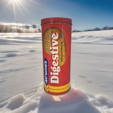 Vintage McVities Digestive Circular Biscuit Tin Wheatmeal Biscuits Cylinder 