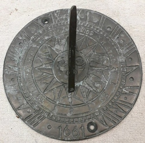 Vintage cast brass sundial - cast,
