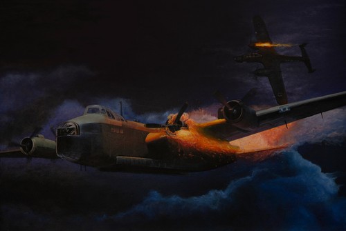 Aviation painting moonlit - painting,