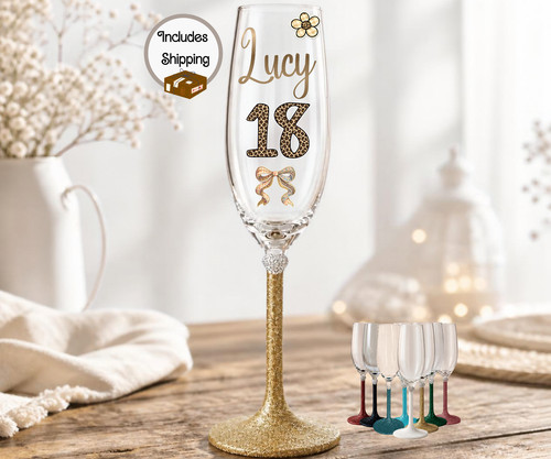 18th wine glass - 18th, birthday