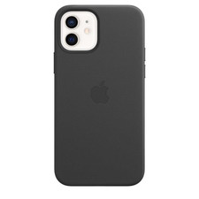 Genuine / Official Apple iPhone 12 / 12 Pro Leather Case with MagSafe - Black
