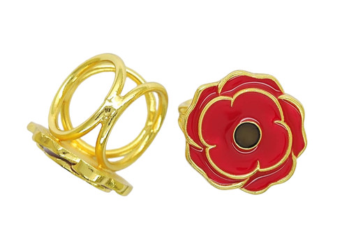 Red poppy ladies scarf ring - poppy, uk