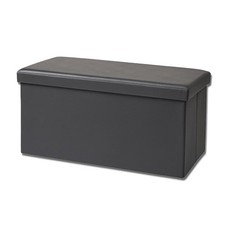 DARK GREY OTTOMAN STORAGE BENCH SPACIOUS FOLDABLE STRONG MULTI FUNCTIONAL BOX
