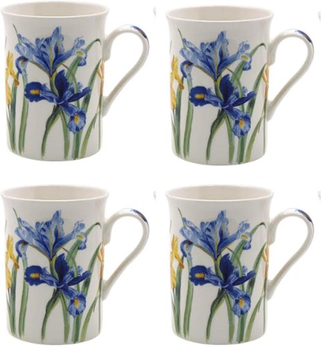 Iris coffee mugs - 4, flower