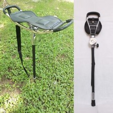 LEATHER SHOOTING STICK WITH RUBBER FERRULE Walking Stick with Carry Strap