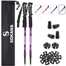 2 Telescopic Anti-Shock Extendable Trekking Poles Hiking Walking PURPLE 62-135cm