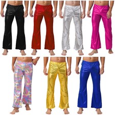 UK Mens Shiny Sequins Bell-Bottoms Pants Nightclub Retro Flared Pants Trousers