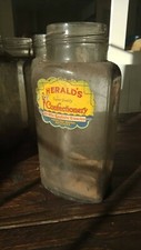VINTAGE RETRO SWEET SHOP LARGE GLASS JARS FROM BELFAST MAKERS.