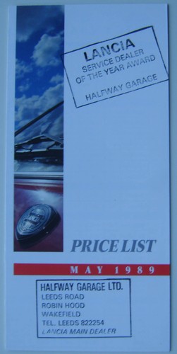 Lancia price list 1989 may - lancia,