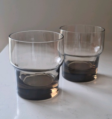 Smoked glass tumblers retro - smoked,