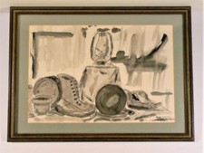  Coleman Vintage (1978) Ink Wash Still Life Painting